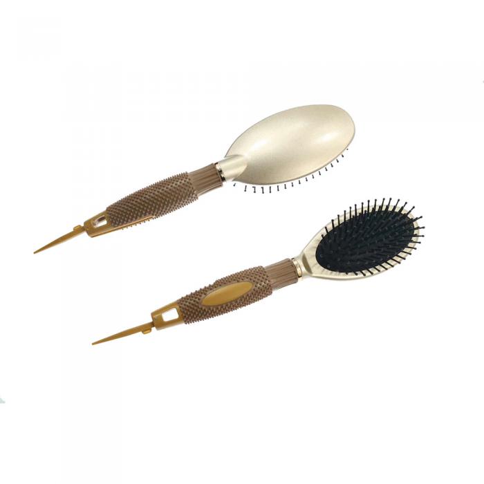 Hair salon steel pins air cushion rubber handle paddle hair brush with tail pin