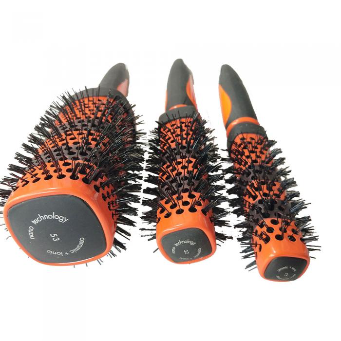 Heat Resistant Square Barrel  Ceramic Paint Double Line Change Color Hair Brush