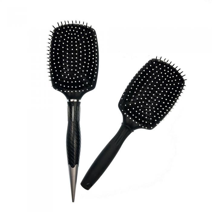 Customized salon square paddle and air cushion ionic nylon hair massage brush OEM
